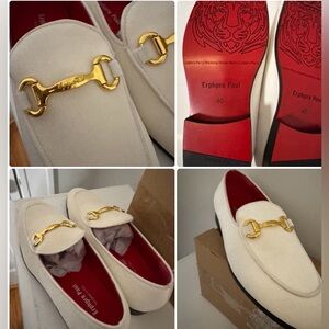 Men’s Erphpre Paul light colored Loafers with Gold trim Accent size 7 new in box